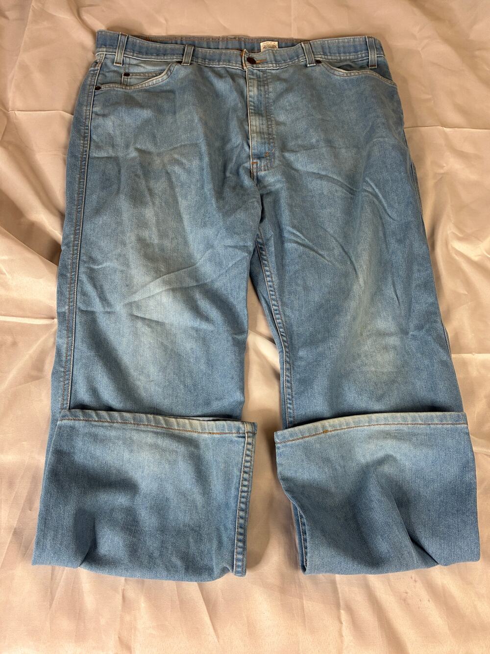 Levi's Mens W42 L30 Light Wash Denim Jeans Straight Leg Cotton Poly Blend